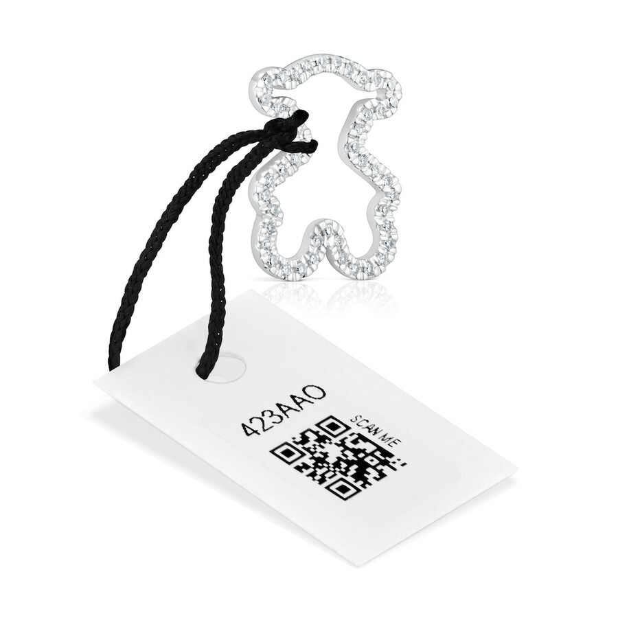 ciondolo a forma di orso in oro bianco da 16 mm con diamanti icon gems