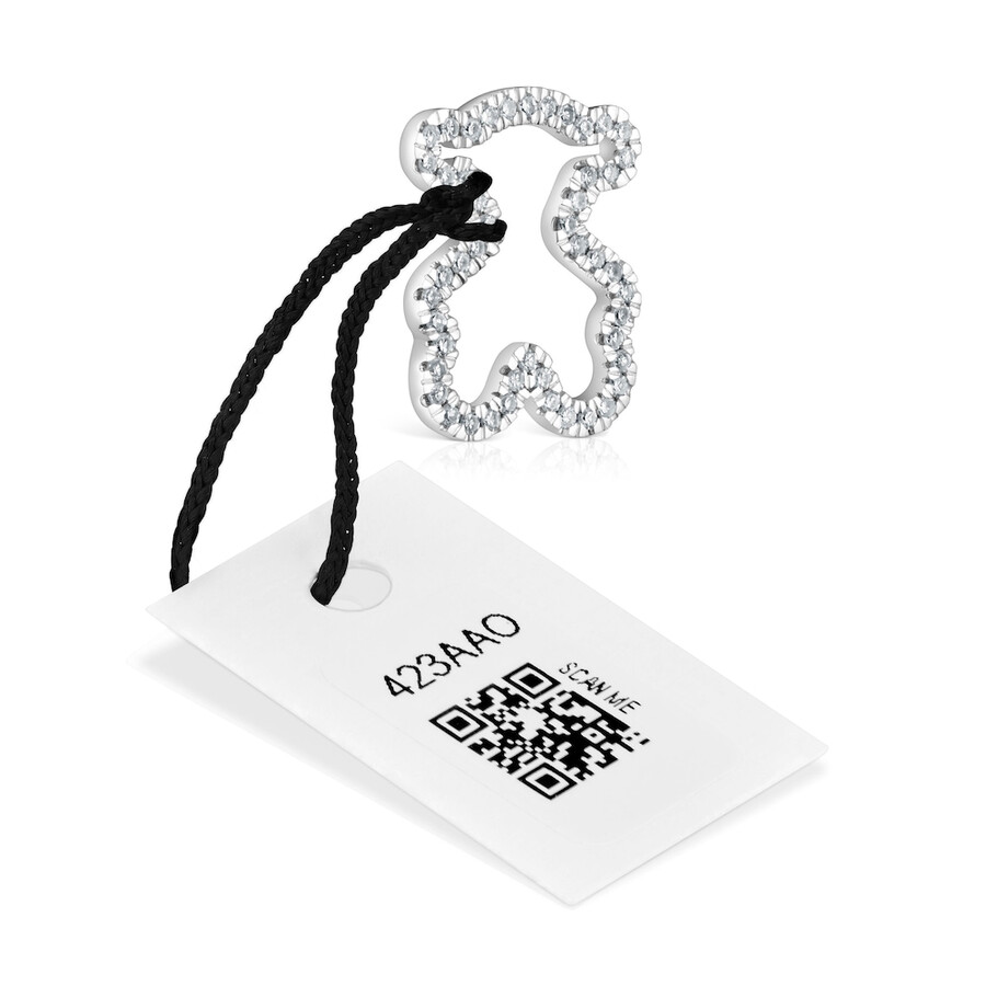 ciondolo a forma di orso in oro bianco da 14 mm con diamanti icon gems