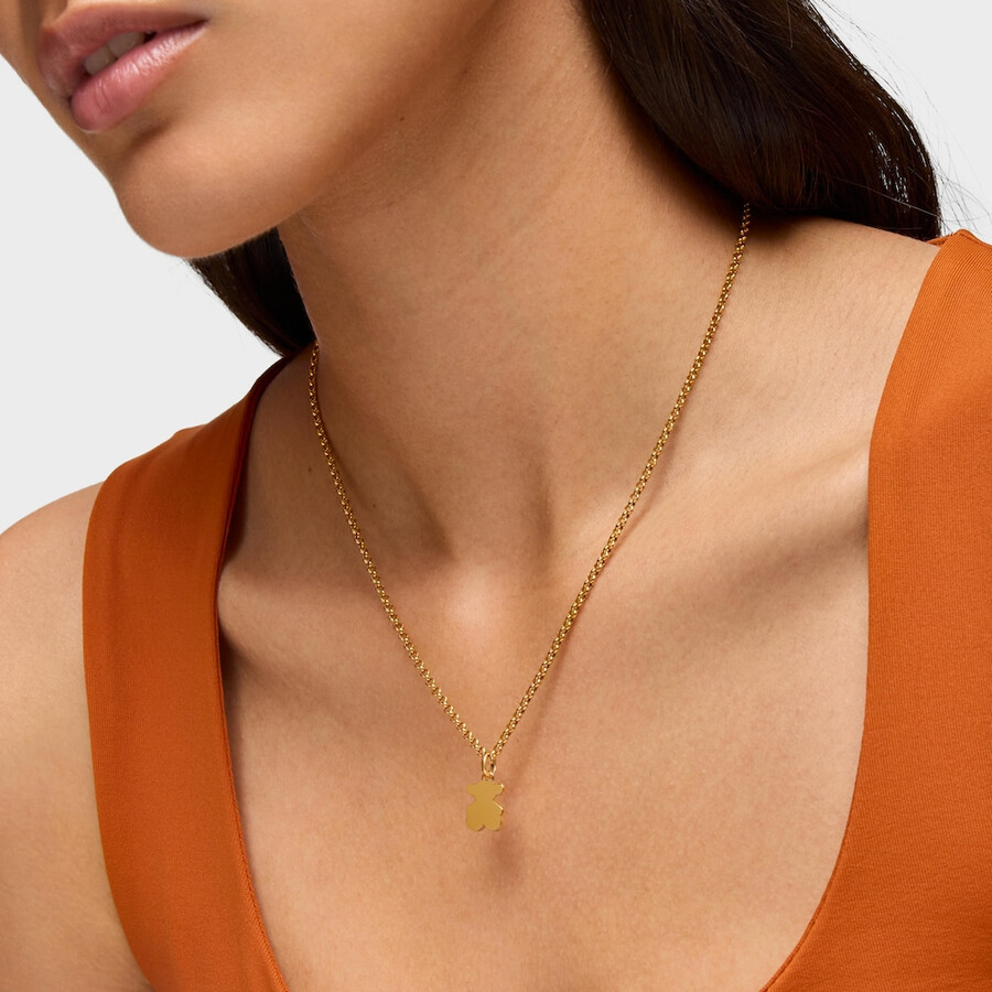piccolo ciondolo a forma di orsetto in argento placcato in oro 18kt da 12 mm sweet dolls