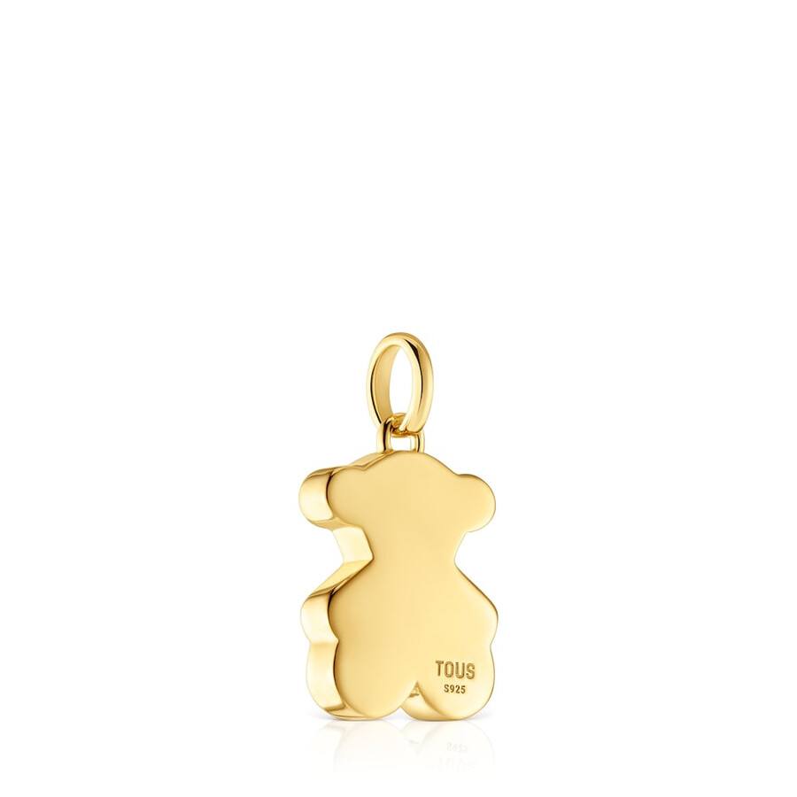 piccolo ciondolo a forma di orsetto in argento placcato in oro 18kt da 16 mm sweet dolls