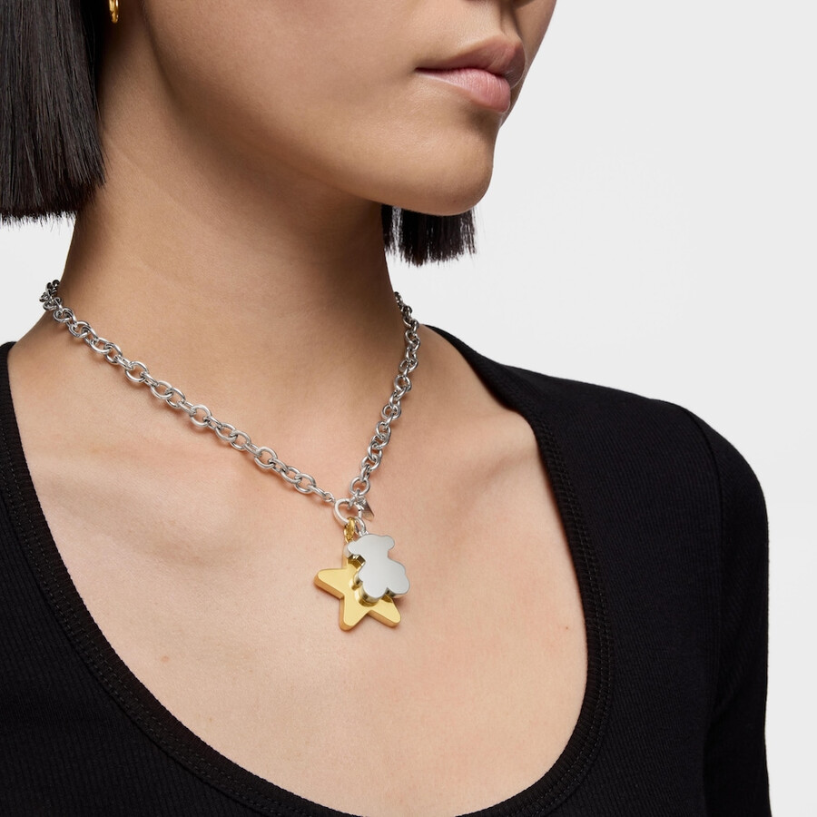 ciondolo a forma di stella in argento placcato oro 18kt da 27 mm sweet dolls