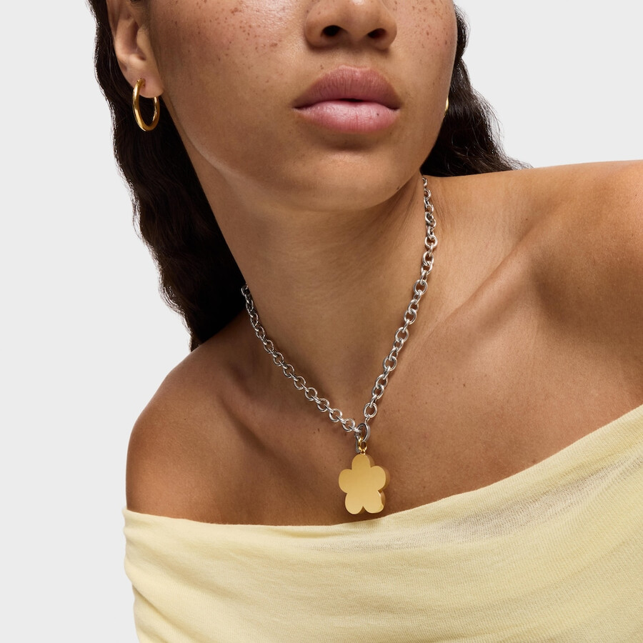 ciondolo a forma di fiore in argento placcato oro 18kt da 27 mm sweet dolls