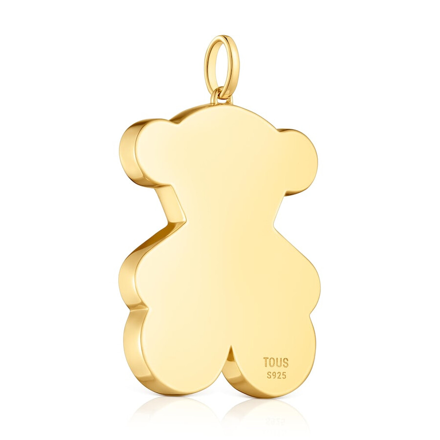 grande ciondolo a forma di orsetto in argento placcato in oro 18kt da 38 mm sweet dolls