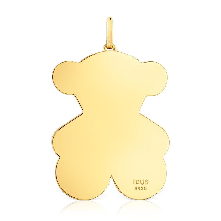 grande ciondolo a forma di orsetto in argento placcato in oro 18kt da 38 mm sweet dolls