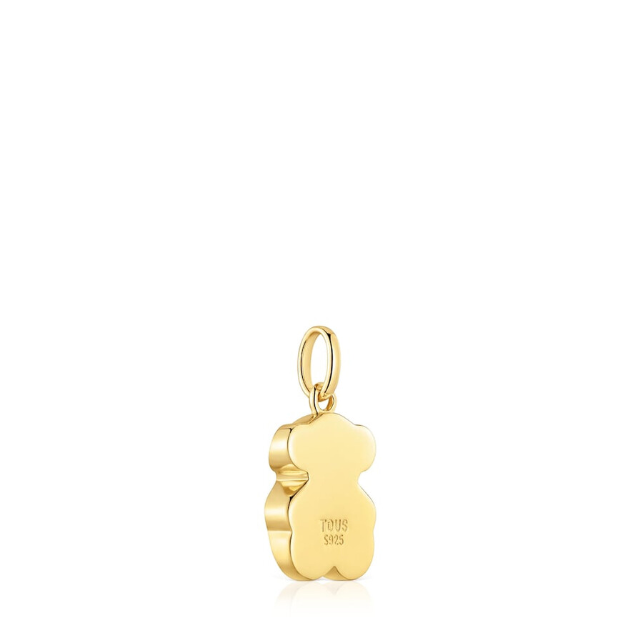 piccolo ciondolo a forma di orso in argento placcato in oro 18kt con motivo a orso in onice tous icon color