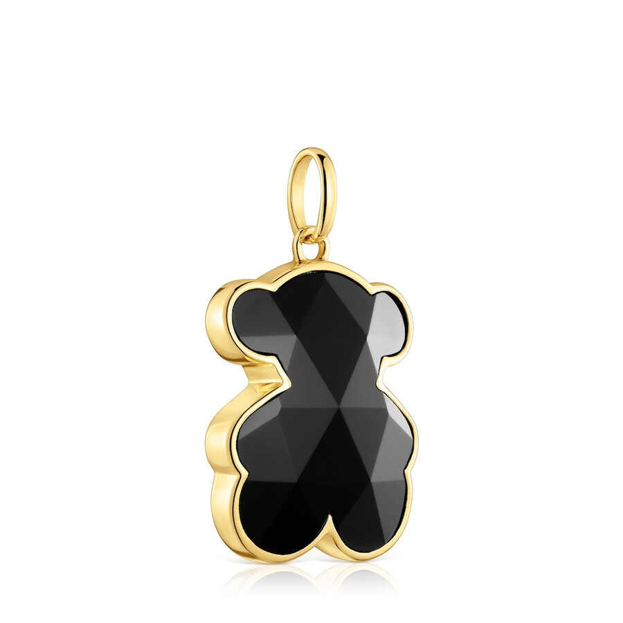ciondolo medio placcato in oro 18kt su argento con motivo a orso in onice tous icon color