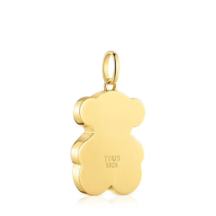 ciondolo medio placcato in oro 18kt su argento con motivo a orso in onice tous icon color
