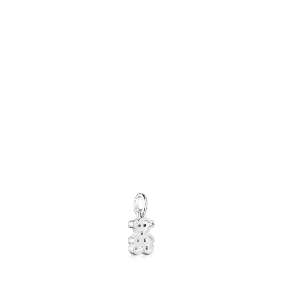 ciondolo a forma di orso in oro bianco da 8 mm con diamanti icon gems