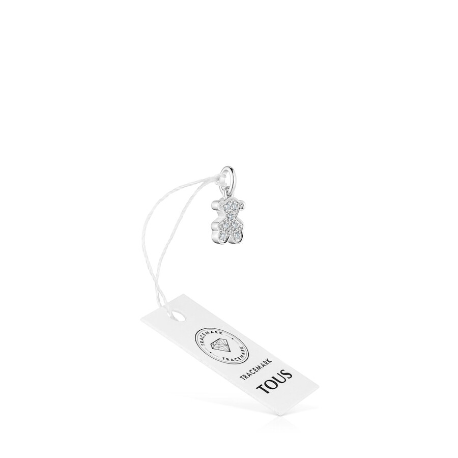 ciondolo a forma di orso in oro bianco da 8 mm con diamanti icon gems