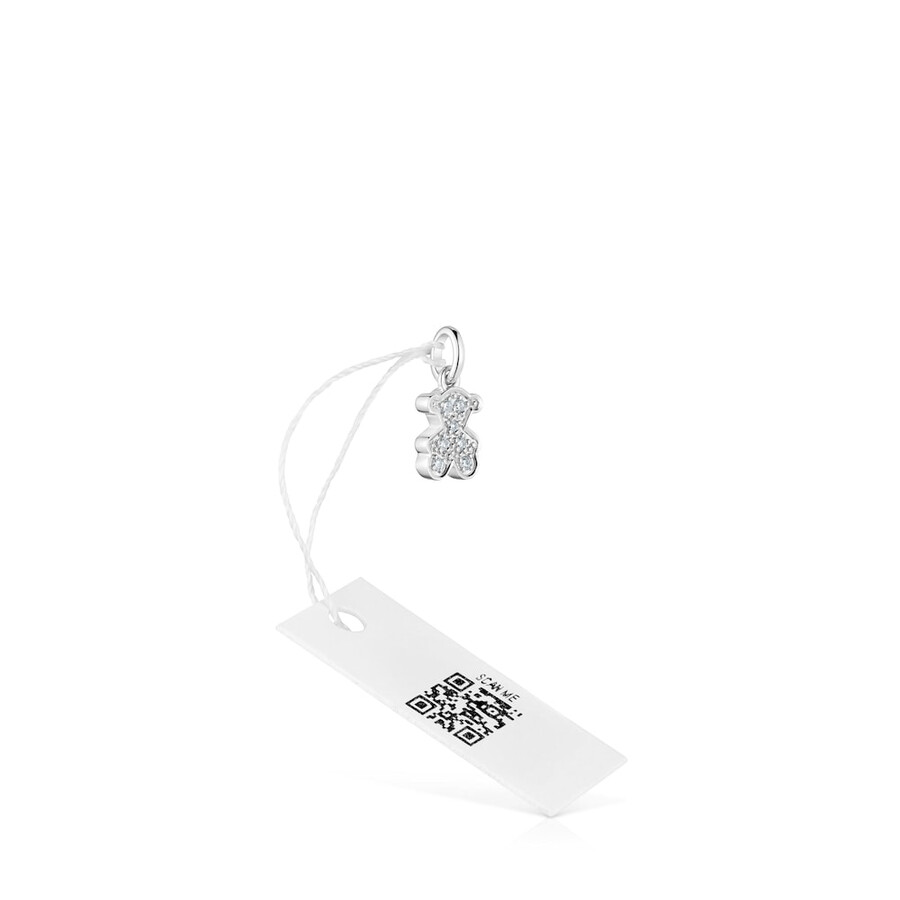 ciondolo a forma di orso in oro bianco da 8 mm con diamanti icon gems