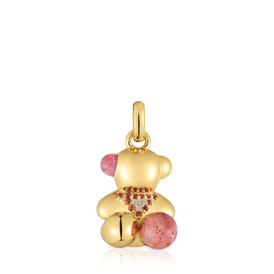 ciondolo orsetto in argento placcato oro 18kt con pietre preziose tous x lea colombo