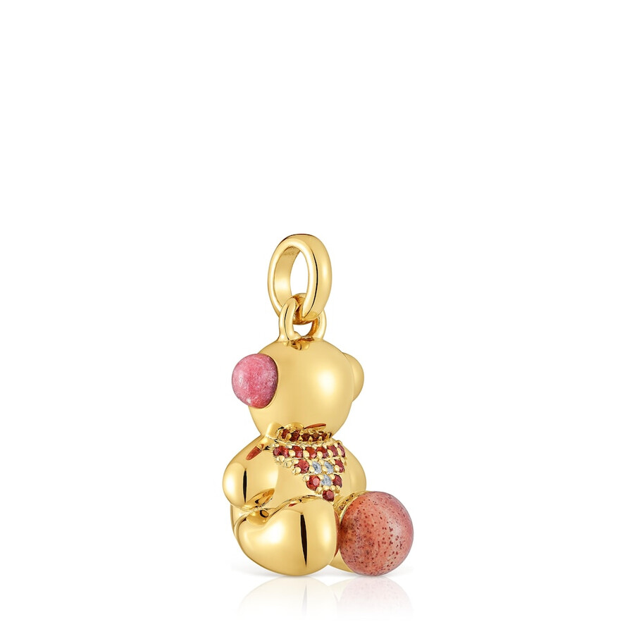 ciondolo orsetto in argento placcato oro 18kt con pietre preziose tous x lea colombo