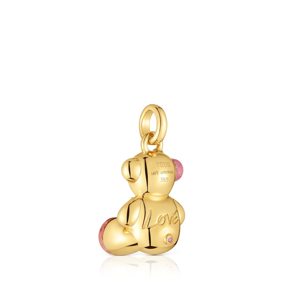 ciondolo orsetto in argento placcato oro 18kt con pietre preziose tous x lea colombo