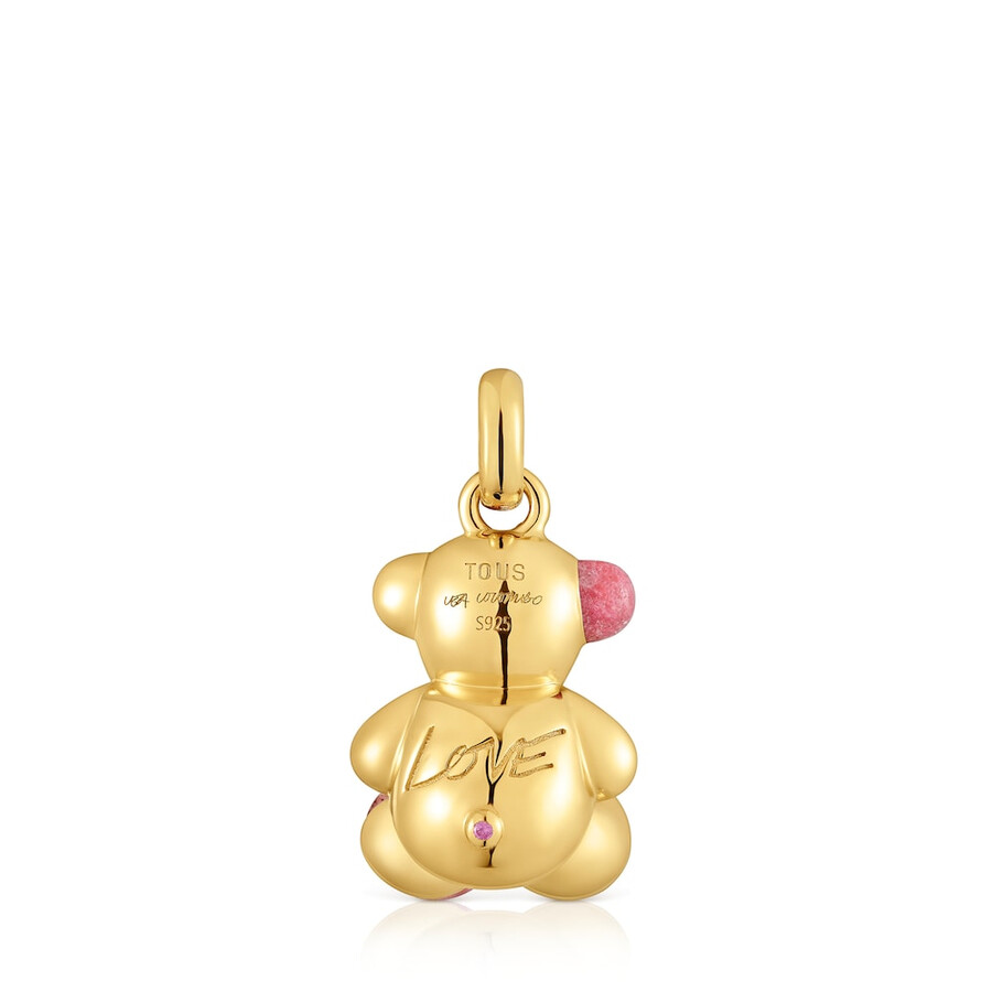 ciondolo orsetto in argento placcato oro 18kt con pietre preziose tous x lea colombo
