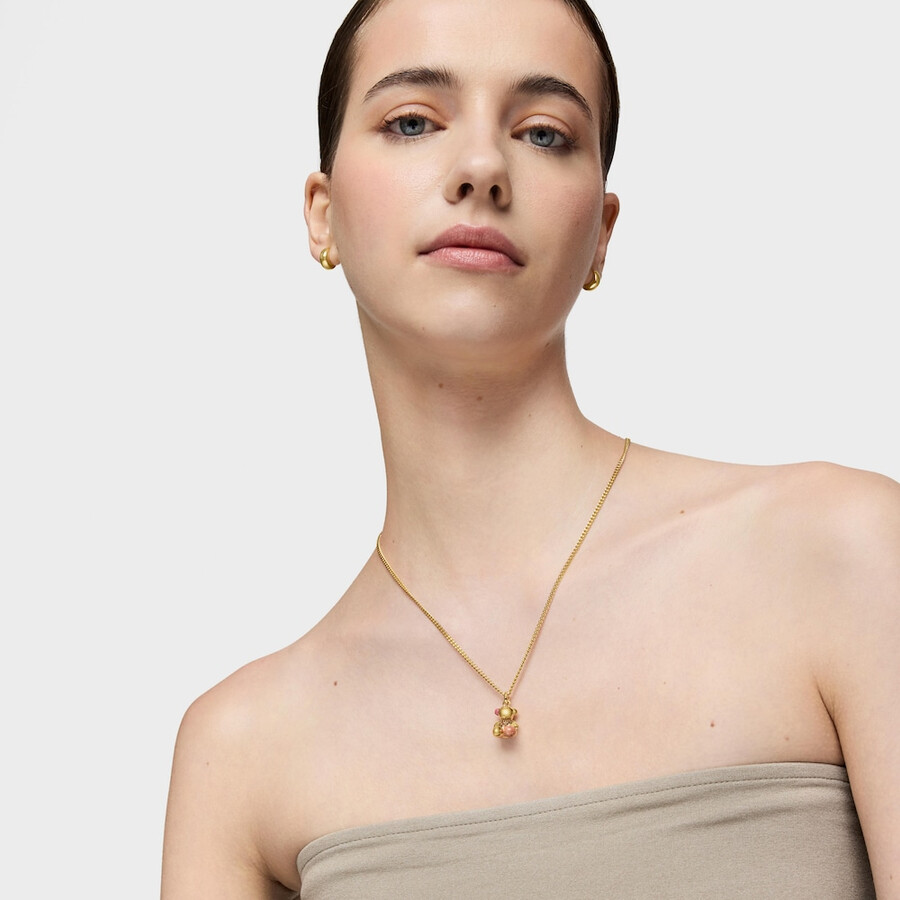 ciondolo orsetto in argento placcato oro 18kt con pietre preziose tous x lea colombo
