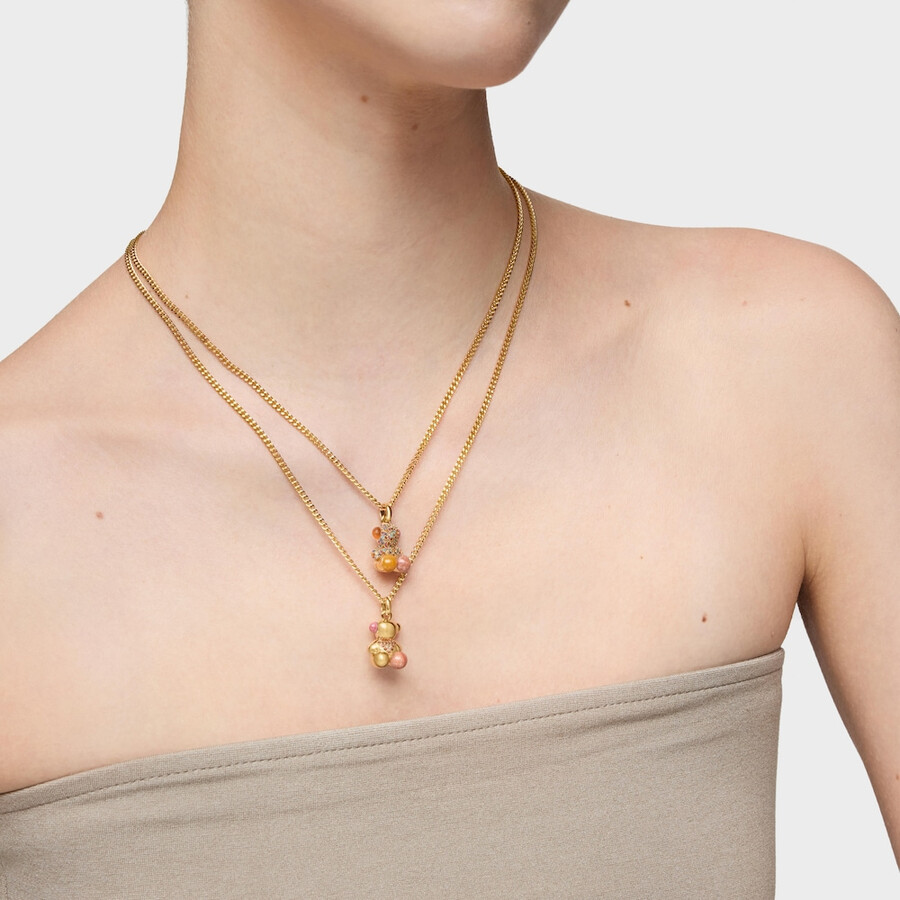ciondolo orsetto in argento placcato oro 18kt con pietre preziose tous x lea colombo