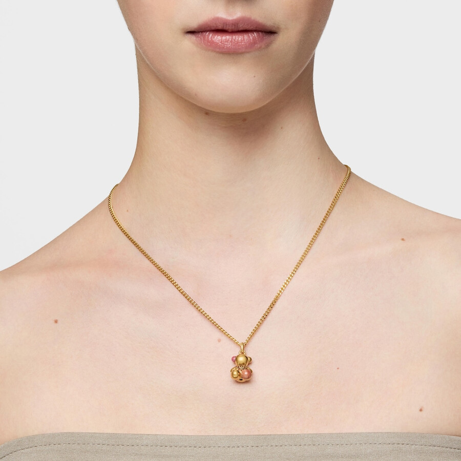 ciondolo orsetto in argento placcato oro 18kt con pietre preziose tous x lea colombo