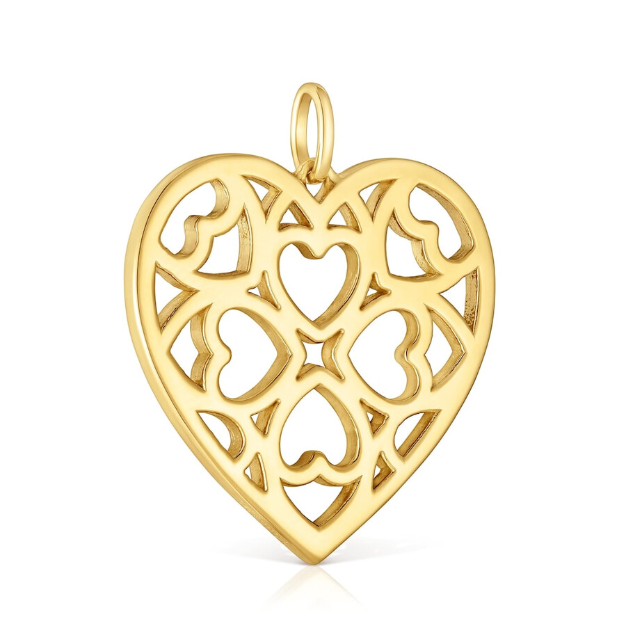medaglioni pendenti a forma di cuore in argento placcato in oro 18kt