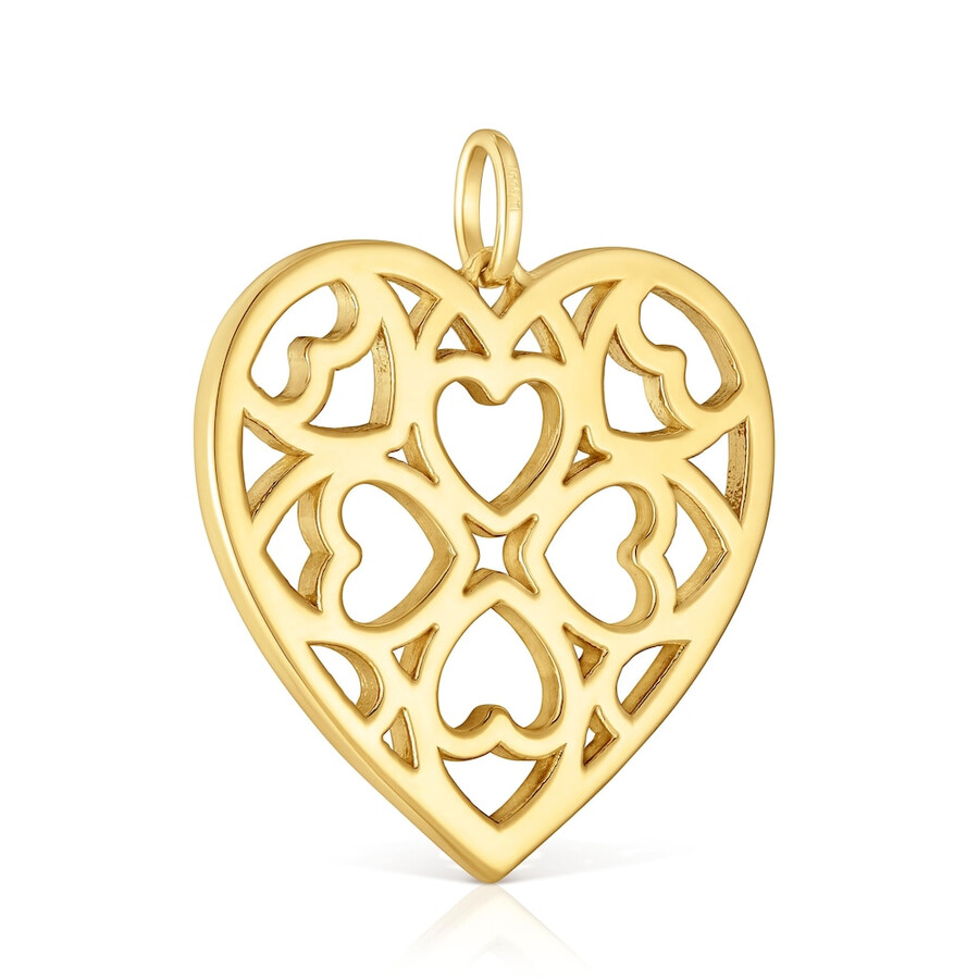 medaglioni pendenti a forma di cuore in argento placcato in oro 18kt