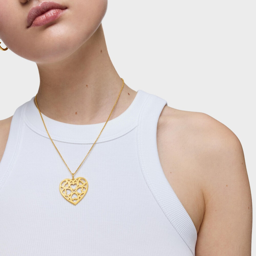 medaglioni pendenti a forma di cuore in argento placcato in oro 18kt