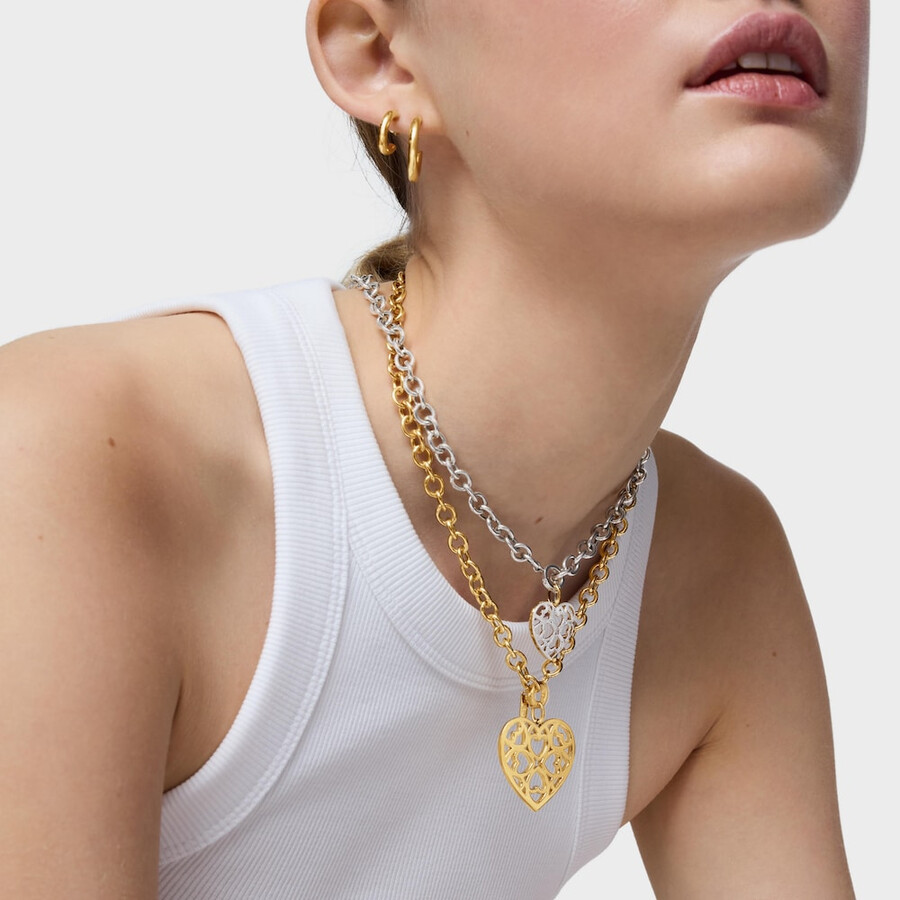 medaglioni pendenti a forma di cuore in argento placcato in oro 18kt