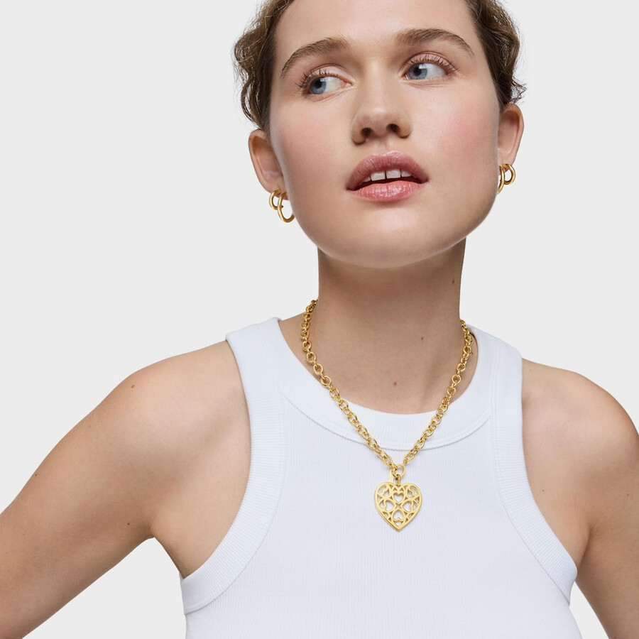 medaglioni pendenti a forma di cuore in argento placcato in oro 18kt