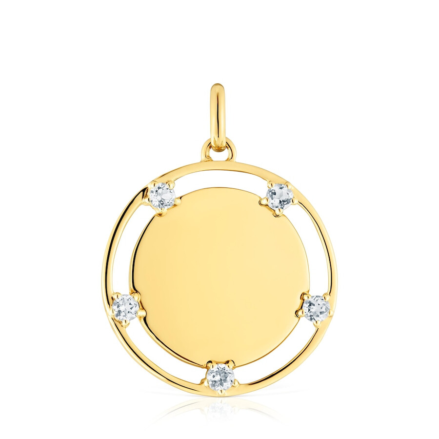 ciondolo con medaglione in argento placcato in oro 18kt con topazi tous basics