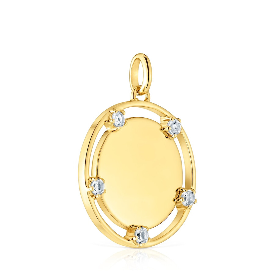 ciondolo con medaglione in argento placcato in oro 18kt con topazi tous basics