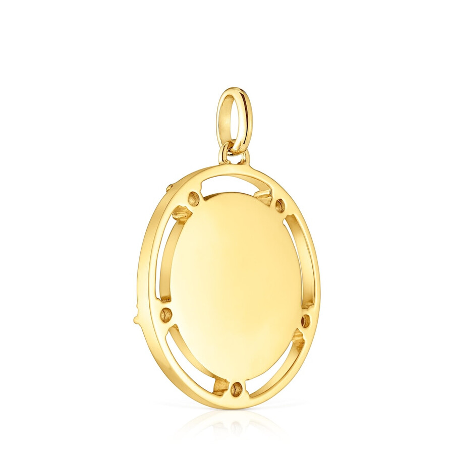 ciondolo con medaglione in argento placcato in oro 18kt con topazi tous basics