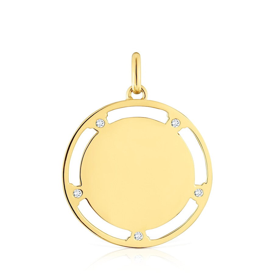 ciondolo con medaglione in argento placcato in oro 18kt con topazi tous basics