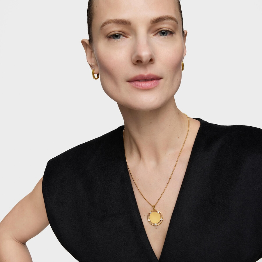ciondolo con medaglione in argento placcato in oro 18kt con topazi tous basics