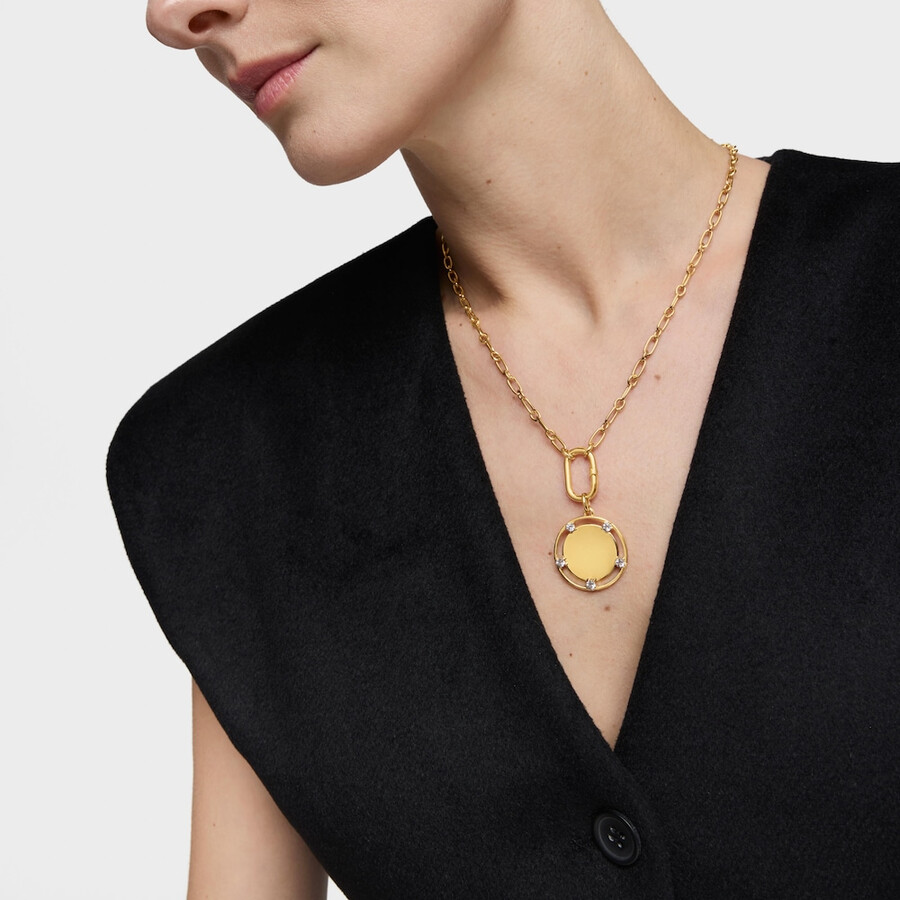ciondolo con medaglione in argento placcato in oro 18kt con topazi tous basics