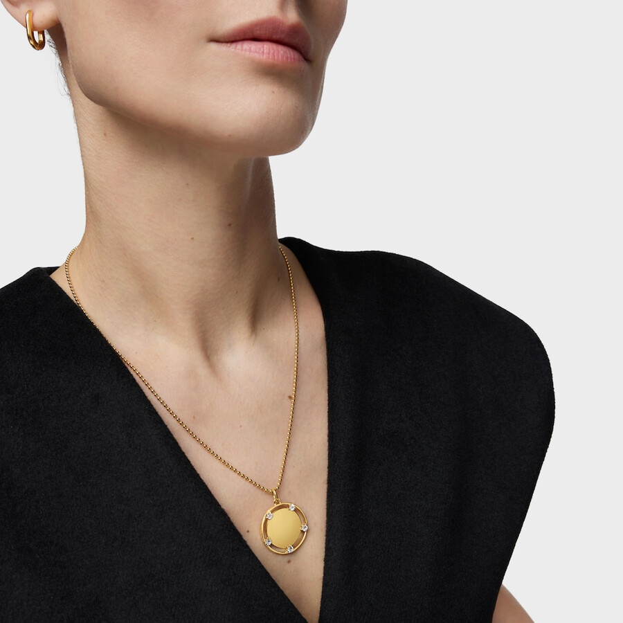 ciondolo con medaglione in argento placcato in oro 18kt con topazi tous basics