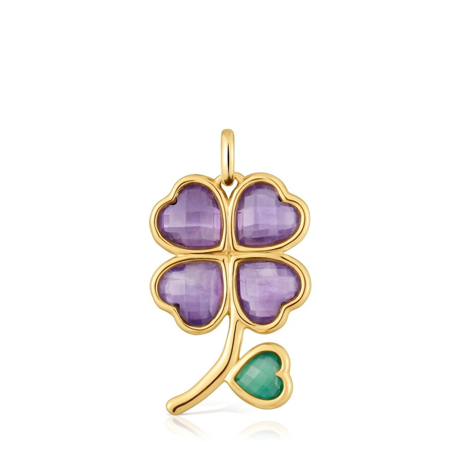 ciondolo con placcatura in oro 18kt su argento e pietre preziose daisy