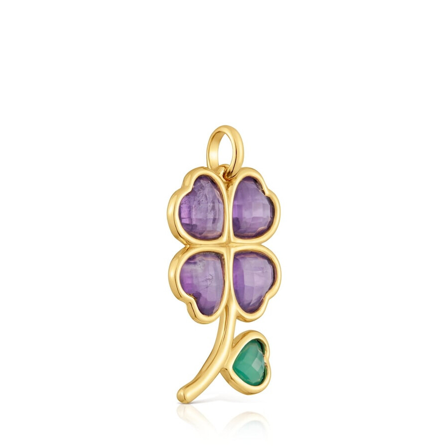 ciondolo con placcatura in oro 18kt su argento e pietre preziose daisy