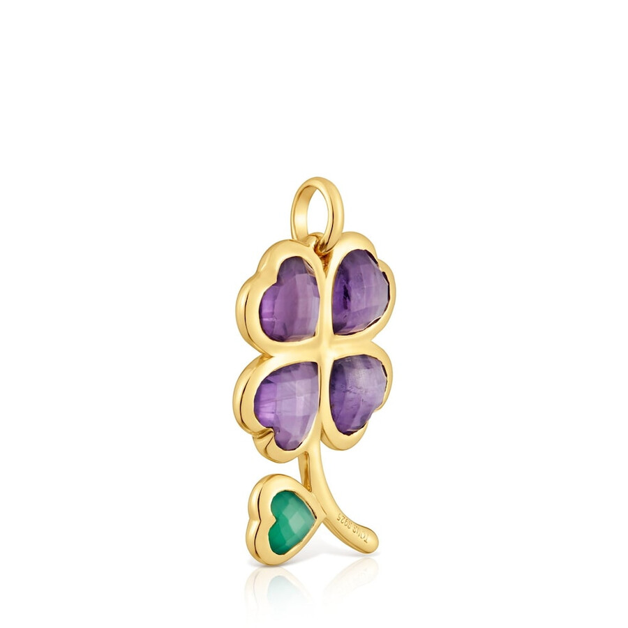 ciondolo con placcatura in oro 18kt su argento e pietre preziose daisy