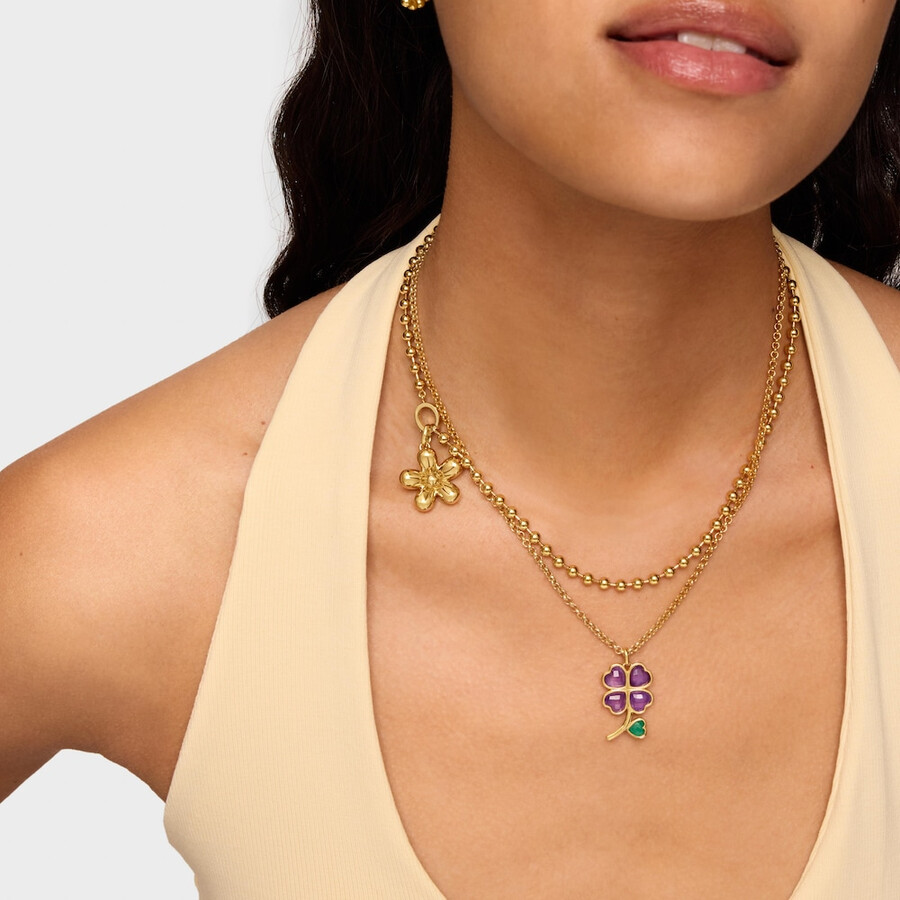 ciondolo con placcatura in oro 18kt su argento e pietre preziose daisy