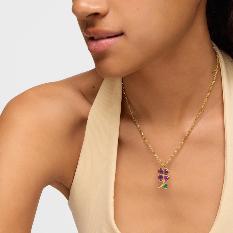 ciondolo con placcatura in oro 18kt su argento e pietre preziose daisy