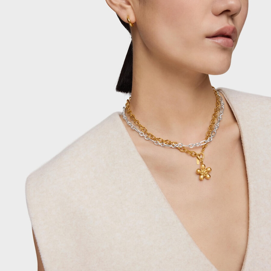 ciondolo a forma di fiore con placcatura in oro 18kt su margherita in argento