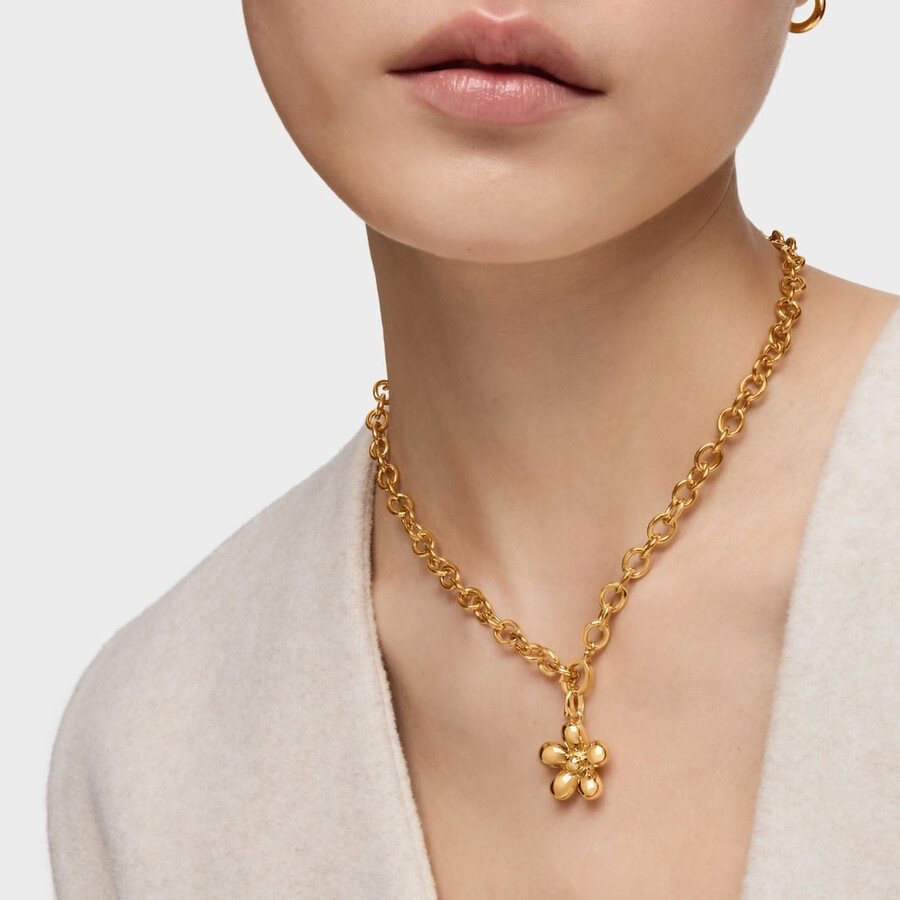 ciondolo a forma di fiore con placcatura in oro 18kt su margherita in argento