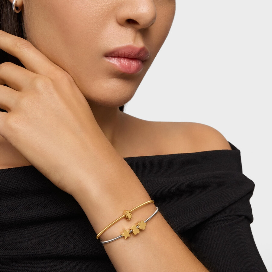 ciondolo tous basics con motivo bambina placcato in oro 18kt da 7 mm su argento
