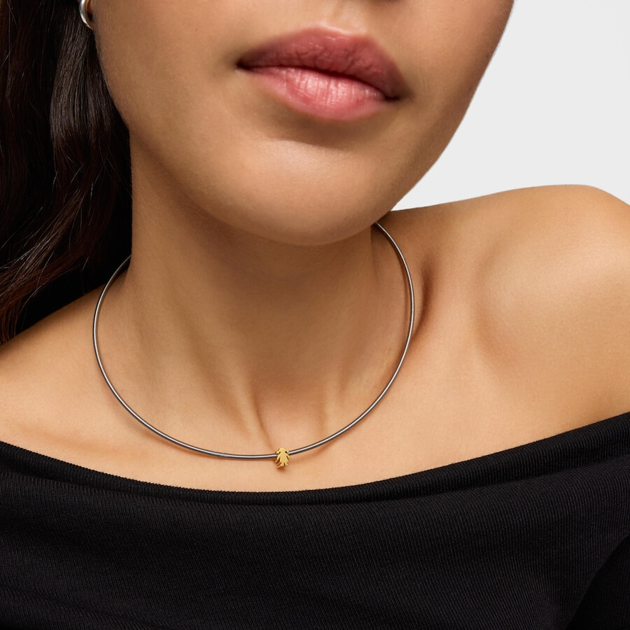 ciondolo tous basics con motivo bambina placcato in oro 18kt da 7 mm su argento