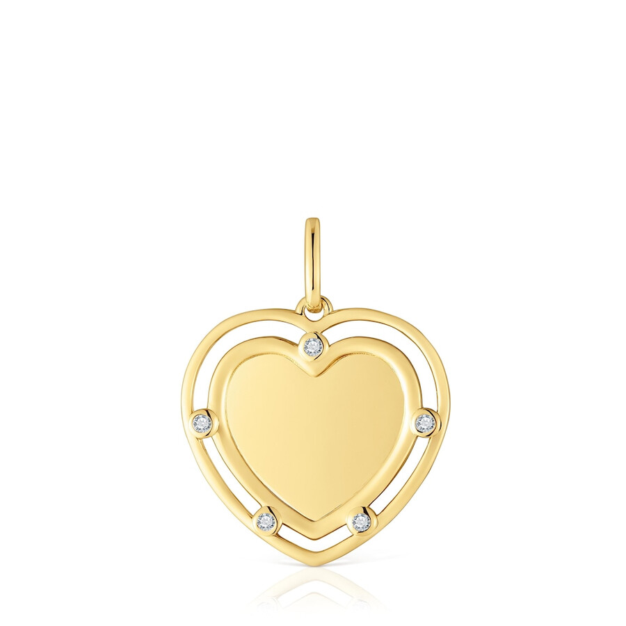 ciondolo a forma di cuore in argento placcato oro 18kt con medaglioni di topazi