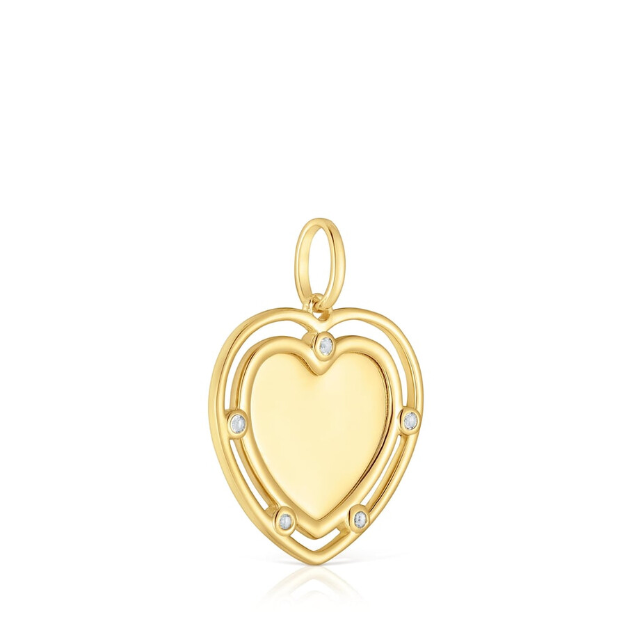 ciondolo a forma di cuore in argento placcato oro 18kt con medaglioni di topazi
