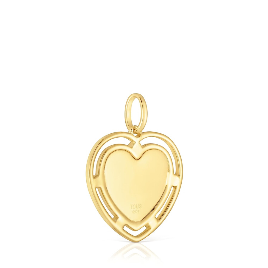 ciondolo a forma di cuore in argento placcato oro 18kt con medaglioni di topazi