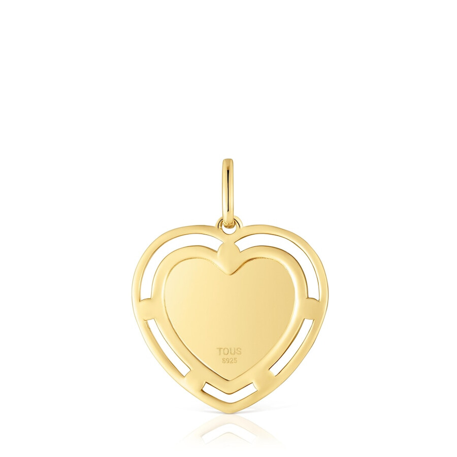 ciondolo a forma di cuore in argento placcato oro 18kt con medaglioni di topazi