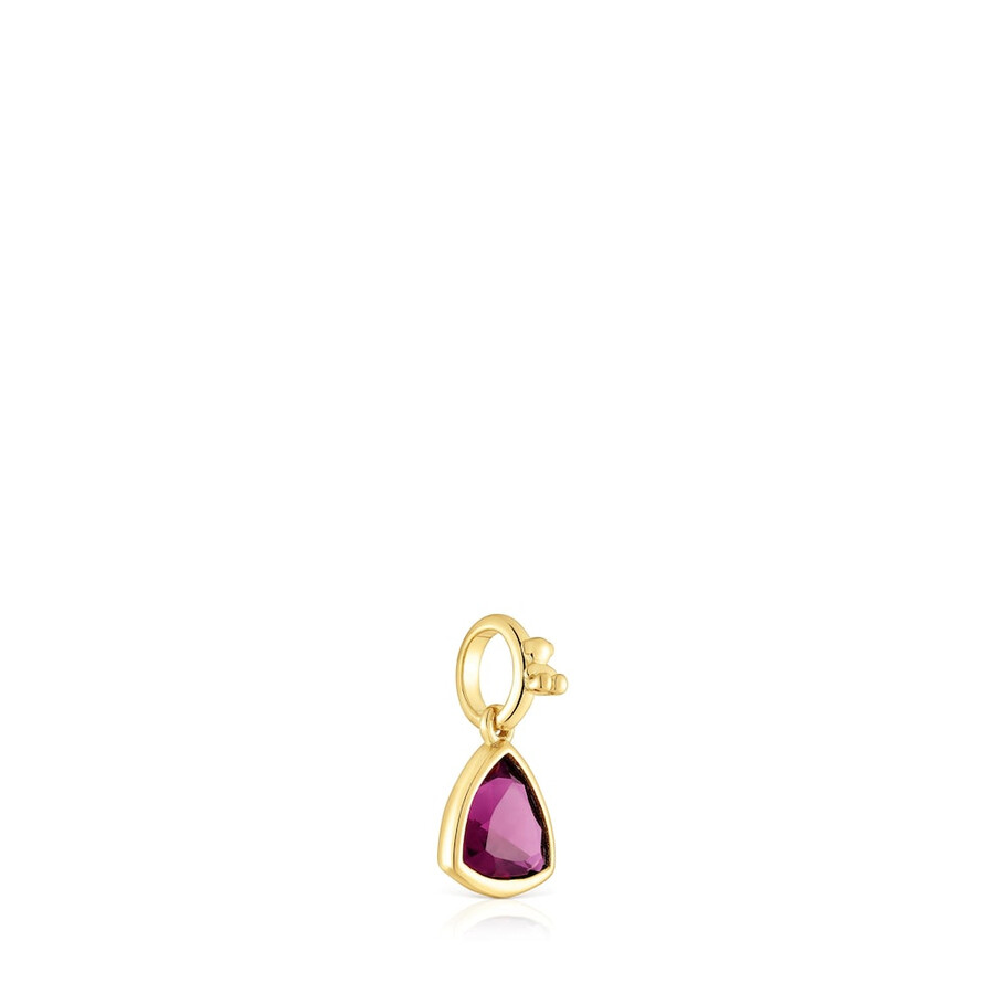 piccolo pendente placcato oro 18kt su argento con medaglioni di rodolite