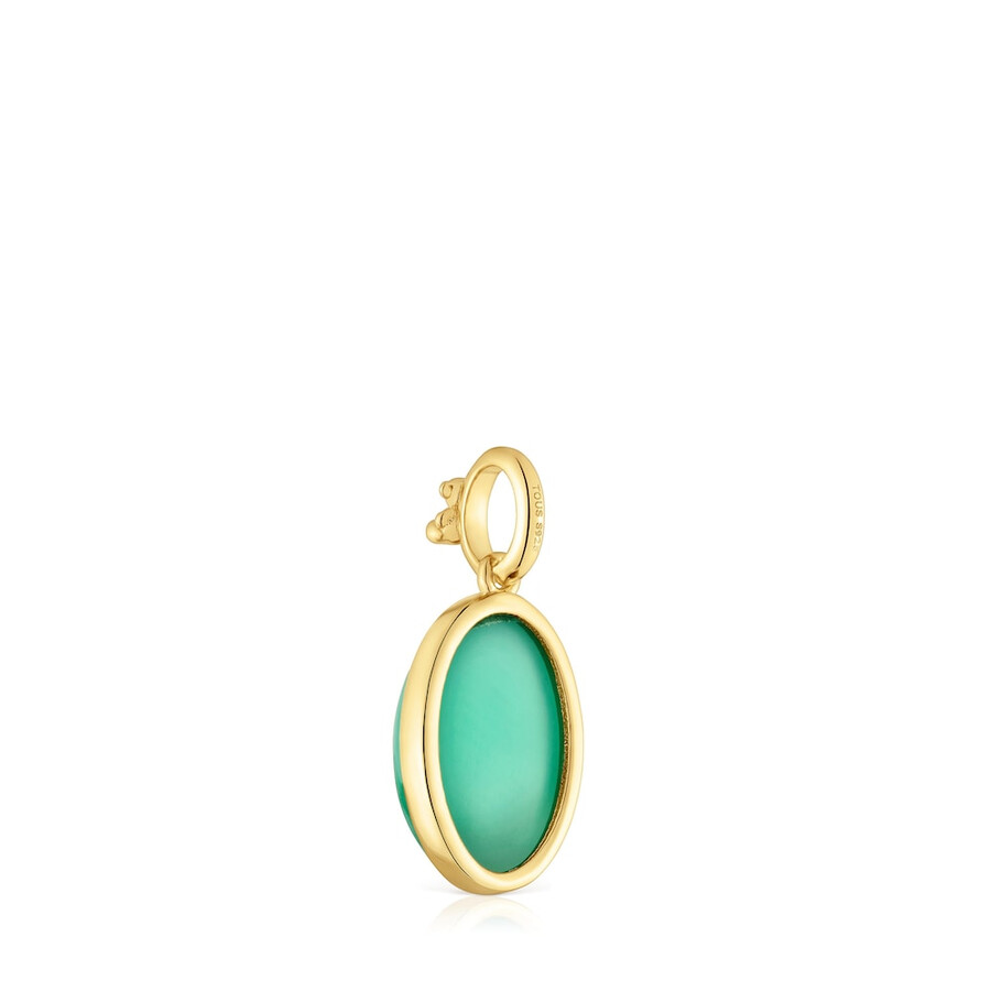 piccolo pendente placcato oro 18kt su argento con medaglioni in calcedonio verde