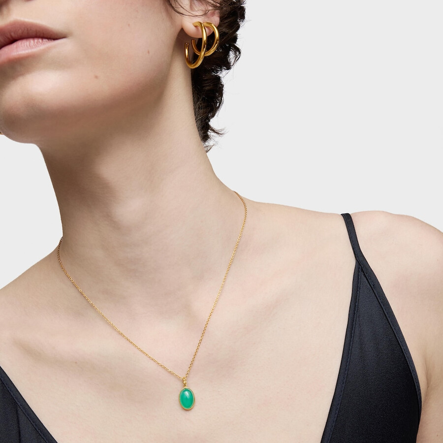 piccolo pendente placcato oro 18kt su argento con medaglioni in calcedonio verde