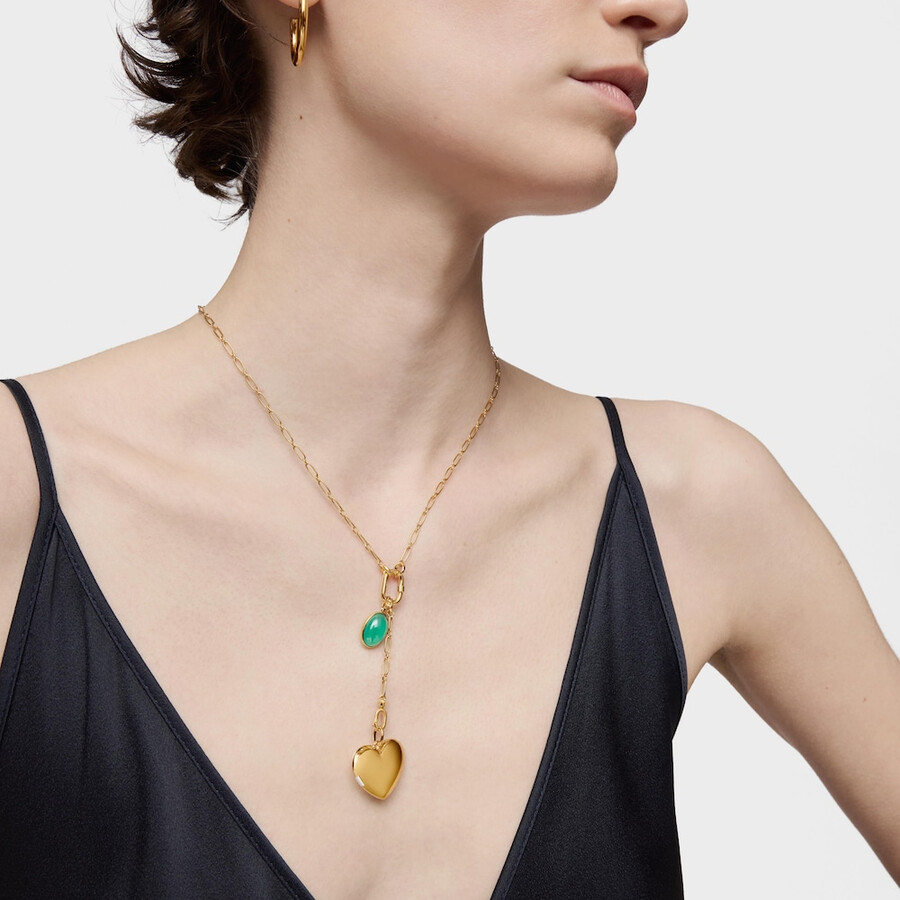 piccolo pendente placcato oro 18kt su argento con medaglioni in calcedonio verde